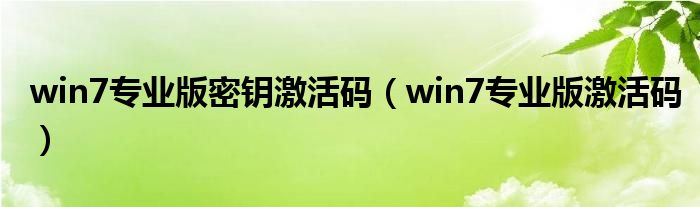 win7专业版密钥激活码(win7专业版激活码)