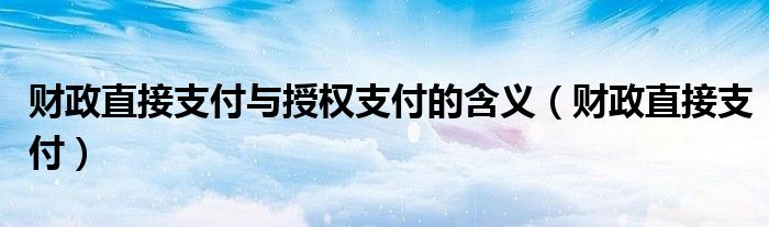 财政直接支付与授权支付的含义(财政直接支付)