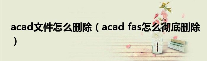 acad文件怎么删除(acad fas怎么彻底删除)