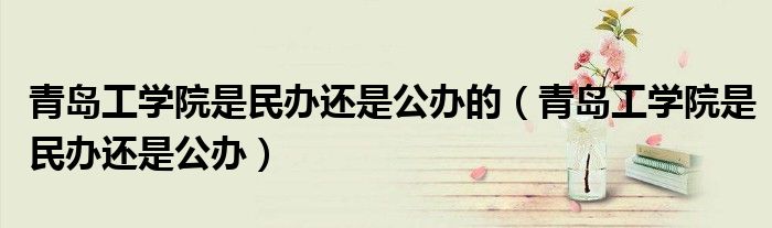青岛工学院是民办还是公办的(青岛工学院是民办还是公办)