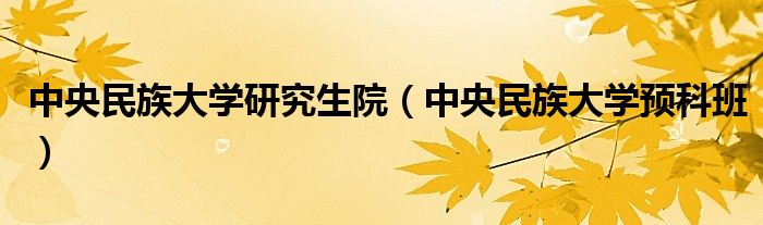 中央民族大学研究生院(中央民族大学预科班)