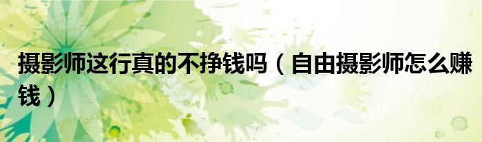 摄影师这行真的不挣钱吗(自由摄影师怎么赚钱)