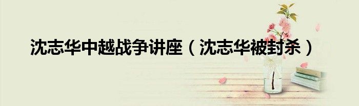 沈志华中越战争讲座(沈志华被封杀)