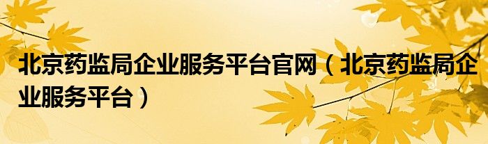 北京药监局企业服务平台官网(北京药监局企业服务平台)