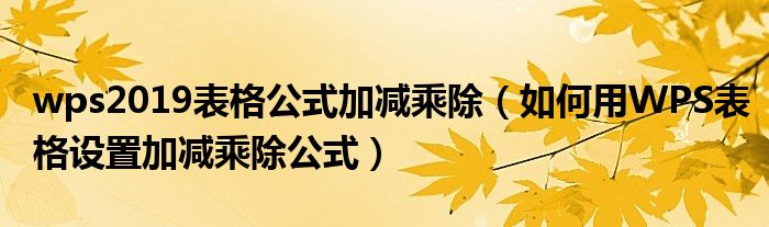 wps2019表格公式加减乘除(如何用WPS表格设置加减乘除公式)