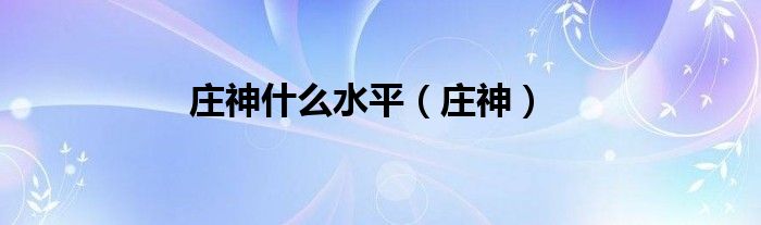 庄神什么水平(庄神)