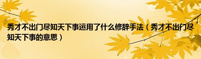 秀才不出门尽知天下事运用了什么修辞手法(秀才不出门尽知天下事的意思)