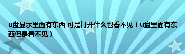 u盘显示里面有东西 可是打开什么也看不见(u盘里面有东西但是看不见)