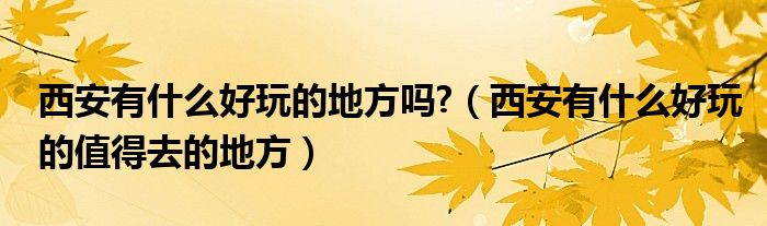 西安有什么好玩的地方吗?(西安有什么好玩的值得去的地方)