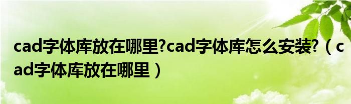 cad字体库放在哪里?cad字体库怎么安装?(cad字体库放在哪里)