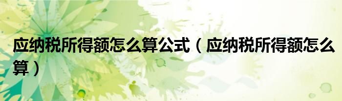 应纳税所得额怎么算公式(应纳税所得额怎么算)