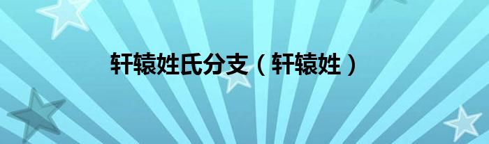 轩辕姓氏分支（轩辕姓）