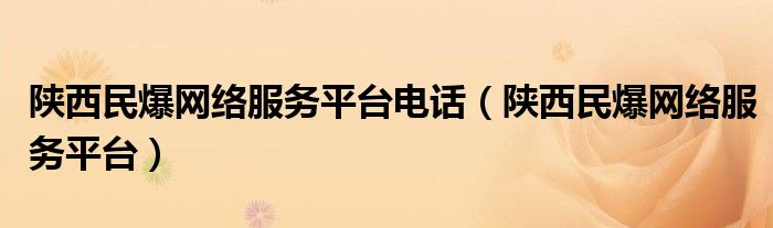 陕西民爆网络服务平台电话(陕西民爆网络服务平台)