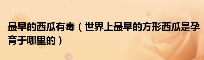 最早的西瓜有毒(世界上最早的方形西瓜是孕育于哪里的)