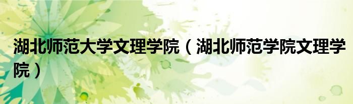 湖北师范大学文理学院(湖北师范学院文理学院)