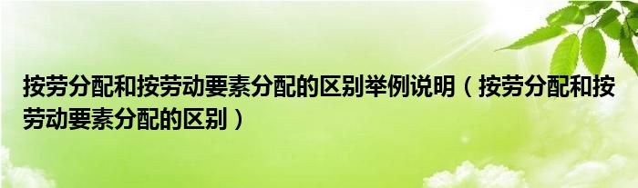 按劳分配和按劳动要素分配的区别举例说明(按劳分配和按劳动要素分配的区别)