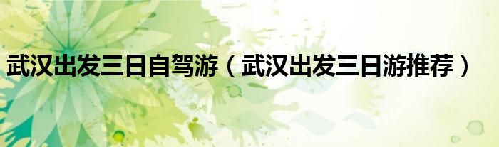 武汉出发三日自驾游（武汉出发三日游推荐）