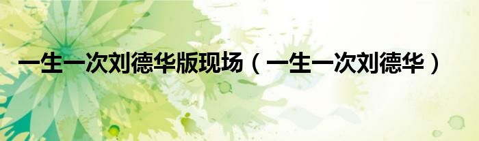 一生一次刘德华版现场（一生一次刘德华）
