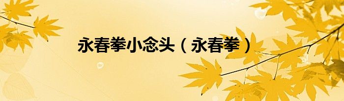 永春拳小念头（永春拳）