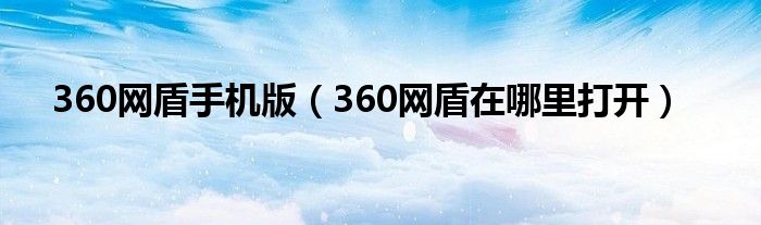 360网盾手机版(360网盾在哪里打开)