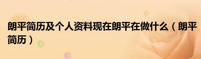 朗平简历及个人资料现在朗平在做什么(朗平简历)