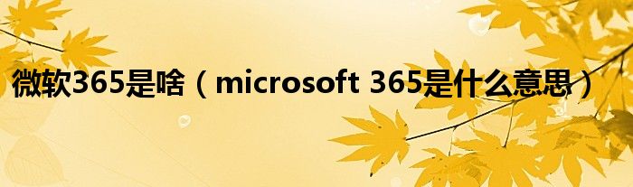 微软365是啥(microsoft 365是什么意思)