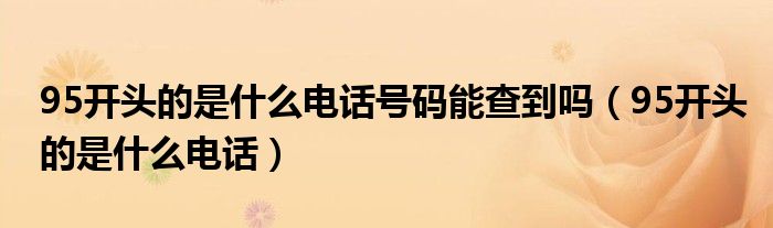 95开头的是什么电话号码能查到吗(95开头的是什么电话)