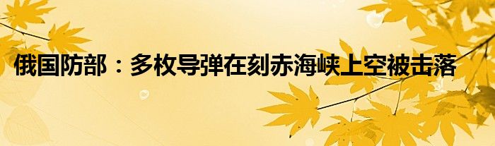 俄国防部：多枚导弹在刻赤海峡上空被击落