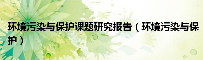 环境污染与保护课题研究报告(环境污染与保护)