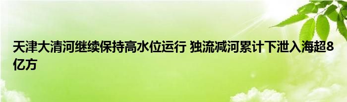 天津大清河继续保持高水位运行 独流减河累计下泄入海超8亿方