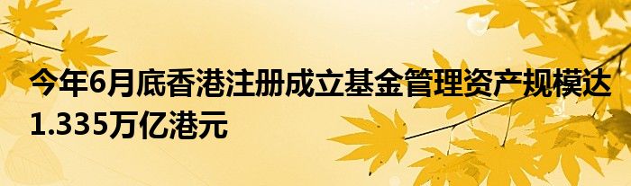 今年6月底香港注册成立基金管理资产规模达1.335万亿港元