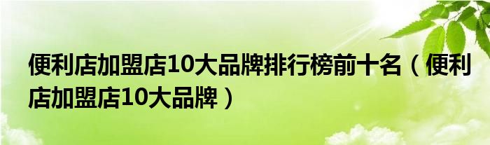 便利店加盟店10大品牌排行榜前十名(便利店加盟店10大品牌)