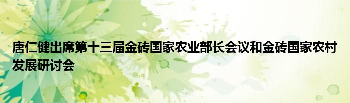 唐仁健出席第十三届金砖国家农业部长会议和金砖国家农村发展研讨会