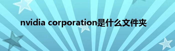 nvidia corporation是什么文件夹