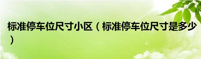 标准停车位尺寸小区(标准停车位尺寸是多少)