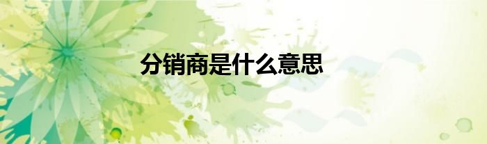 分销商是什么意思