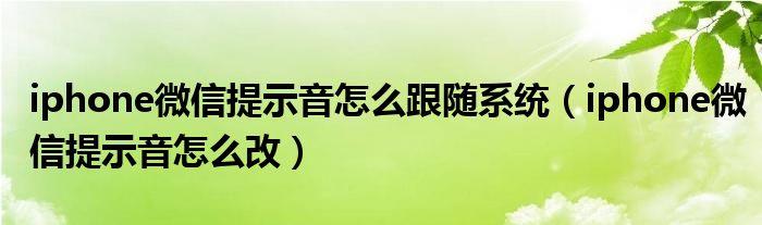 iphone微信提示音怎么跟随系统（iphone微信提示音怎么改）