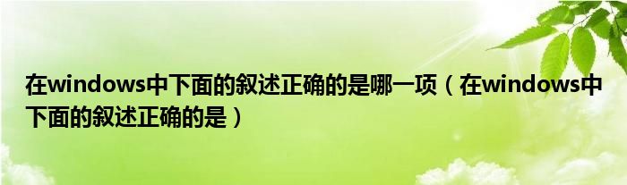 在windows中下面的叙述正确的是哪一项(在windows中下面的叙述正确的是)