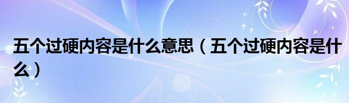 五个过硬内容是什么意思(五个过硬内容是什么)