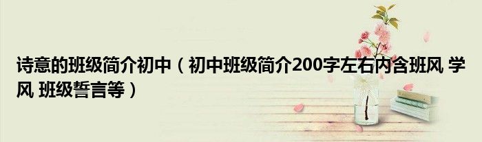 诗意的班级简介初中（初中班级简介200字左右内含班风 学风 班级誓言等）