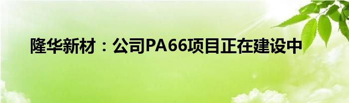 隆华新材:公司PA66项目正在建设中