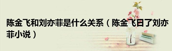 陈金飞和刘亦菲是什么关系（陈金飞日了刘亦菲小说）