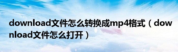 download文件怎么转换成mp4格式（download文件怎么打开）