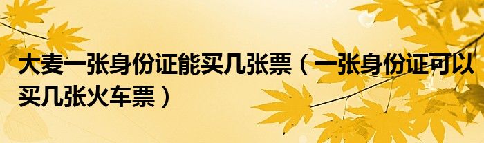 大麦一张身份证能买几张票(一张身份证可以买几张火车票)