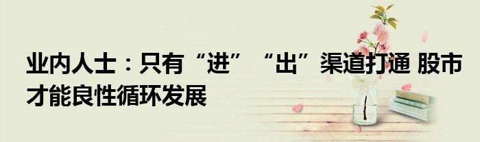 业内人士:只有“进”“出”渠道打通 股市才能良性循环发展