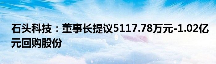 石头科技:董事长提议5117.78万元-1.02亿元回购股份