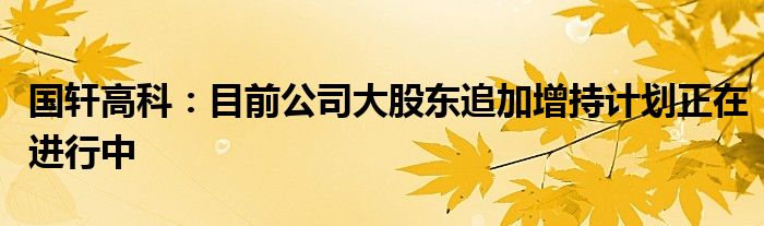 国轩高科：目前公司大股东追加增持计划正在进行中