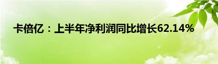 卡倍亿:上半年净利润同比增长62.14%