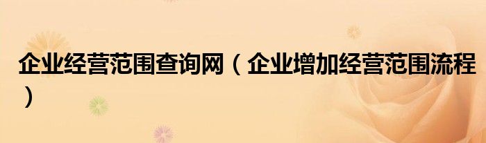 企业经营范围查询网(企业增加经营范围流程)
