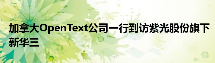 加拿大OpenText公司一行到访紫光股份旗下新华三